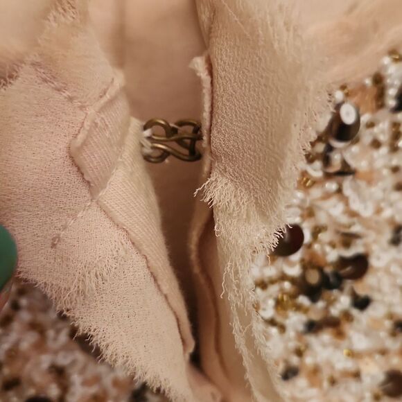 Postmark by Anthropologie Soft Peach Bedazzled Cardigan w/ Sequins Size XS - Picture 3 of 12